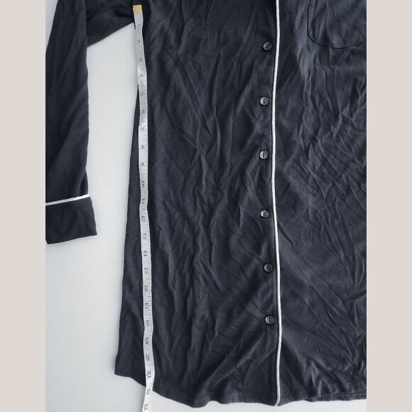 Cynthia Rowley Sleepwear Black and White Pinstripe Button Down Pajama Nightgown - Picture 5 of 5